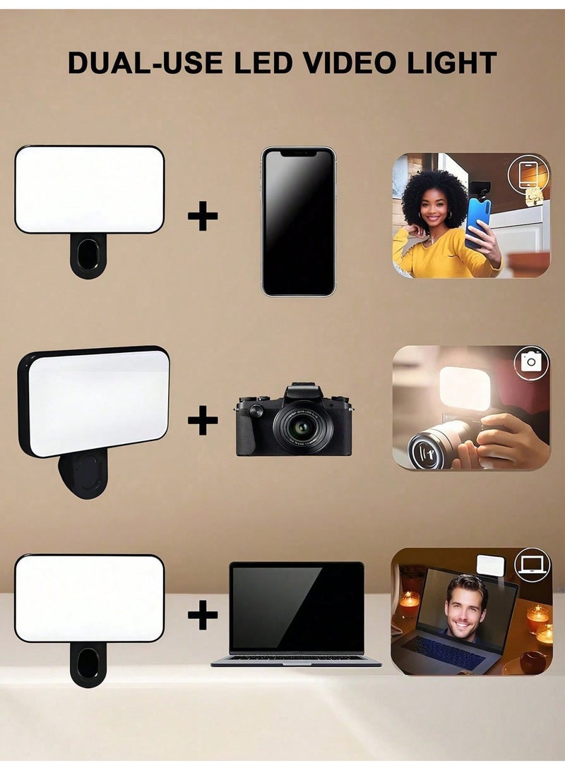  CCYY مصباح سيلفي صغير محمول لأجهزة iPhone: مصابيح إضاءة قابلة لإعادة الشحن ومثبتة على الهاتف، مصباح حلقي للتصوير الفوتوغرافي بالكاميرا، لقطات المكياج، مؤتمرات الفيديو، استخدام الكمبيوتر المحمول، اجتماعات Zoom، TikTok، والتصوير الفوتوغرافي للمدونات المرئية - Image 2